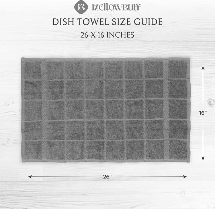 100% Cotton Terry Dish Towels, 4 Pack Plain, 16 x26 Inches, Super Soft and Absorbent Kitchen Towels, Perfect for Kitchen Cleaning and Dish Washing | Light Gray - Nestoria