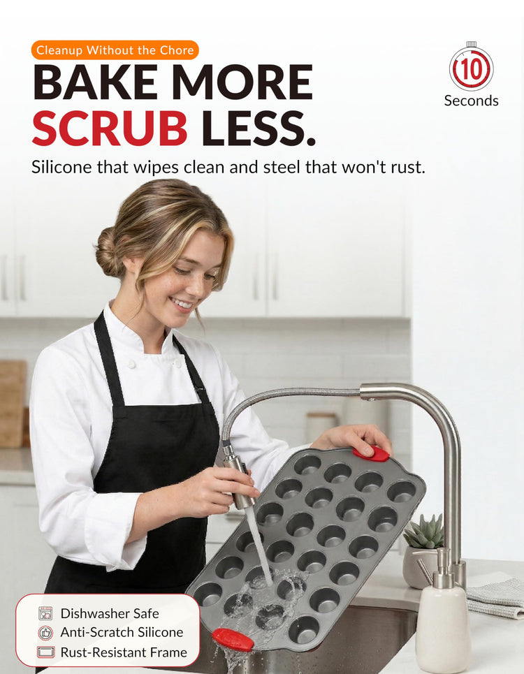 24 Cup Mini Muffin Pan with Silicone Handles (9.6 Ounce)