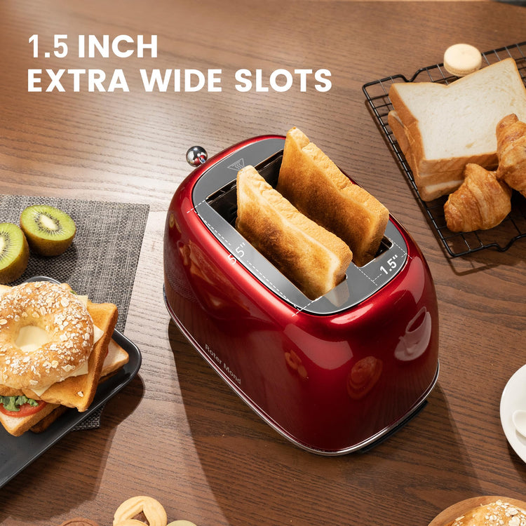 2 Slice Toaster Retro Stainless Steel with Bagel