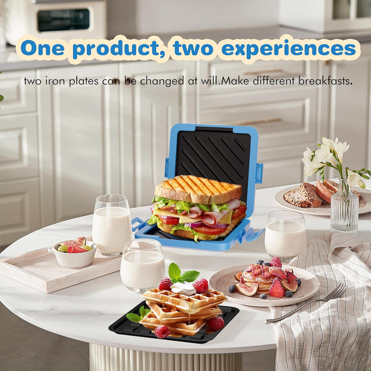 Microwave Grilled Cheese & Breakfast Maker - Fast Cook Waffle, Panini & Sandwich Press (<5 Min), Microwave Cookware, Dishwasher Safe,Easy Clean,2-in-1 Set(4 PCS)