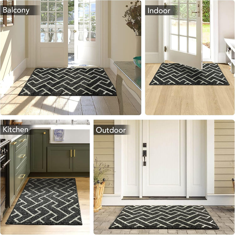 hicorfe Kitchen Rugs and Mats,Kitchen Mats for Floor,20"x48" Non Slip Runner Rug,Absorbent Resist Dirt Comfort Standing Mat Machine Washable for Entryway,Hallway,Front of Sink(Black)