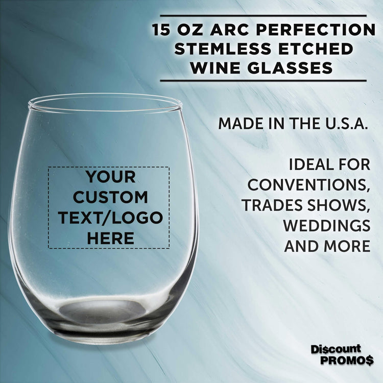 Custom Stemless Wine Glasses in Bulk by ARC Perfection (100 Count)