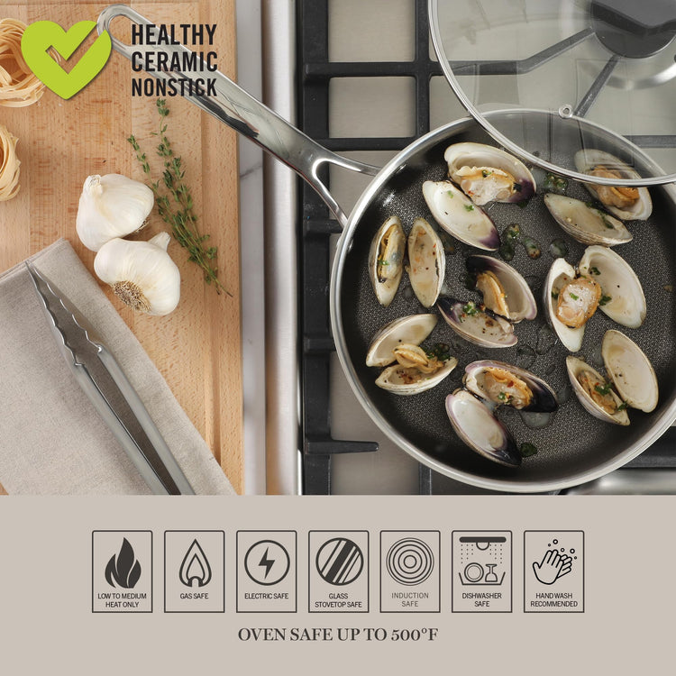 Badgley Hybrid Nonstick 10 Piece TriPly Stainless Steel Pots and Pans Non (10 Count)