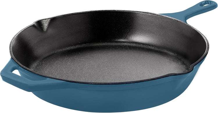 Utopia Kitchen Cast Iron Frying Pan 12 Inch, Cast Iron Chefs Pan, Pre Seasoned Skillet, Safe Grill Cookware for Indoor & Outdoor Use, Teal - Nestoria