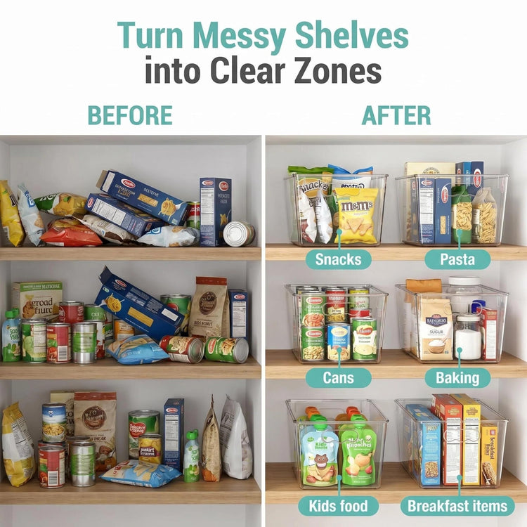 4 Pack Clear Storage Bins with Lids (4 Count)