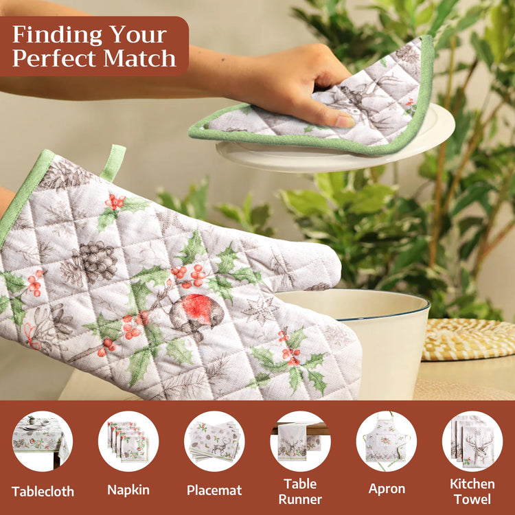 100% Cotton Oven Mitt & Pot Holder Set (2 Count)