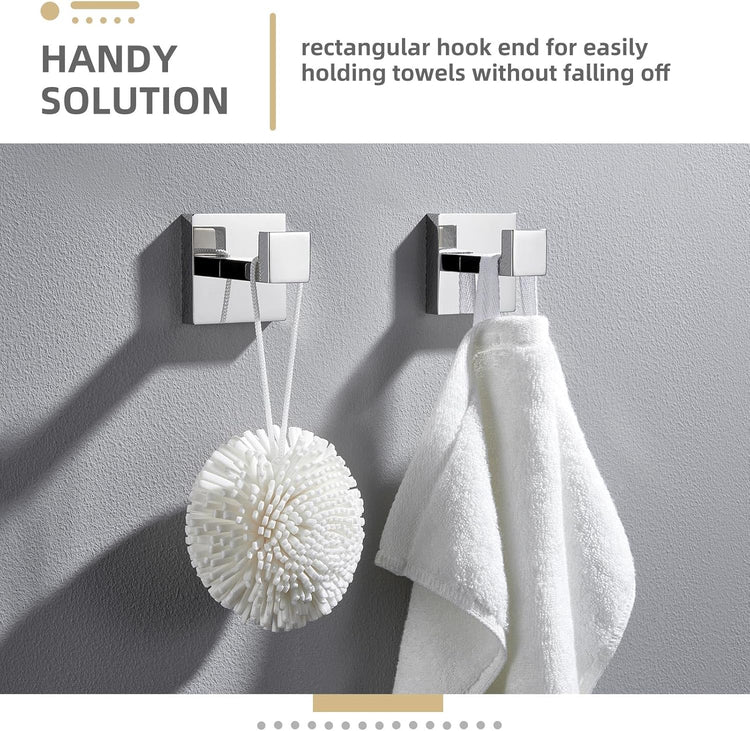 Angle Simple Towel Hooks, SUS 304 Stainless Steel Bathroom Towel Hooks, Wall Robe Coat Hanger, Polished Chrome, 2 Pack