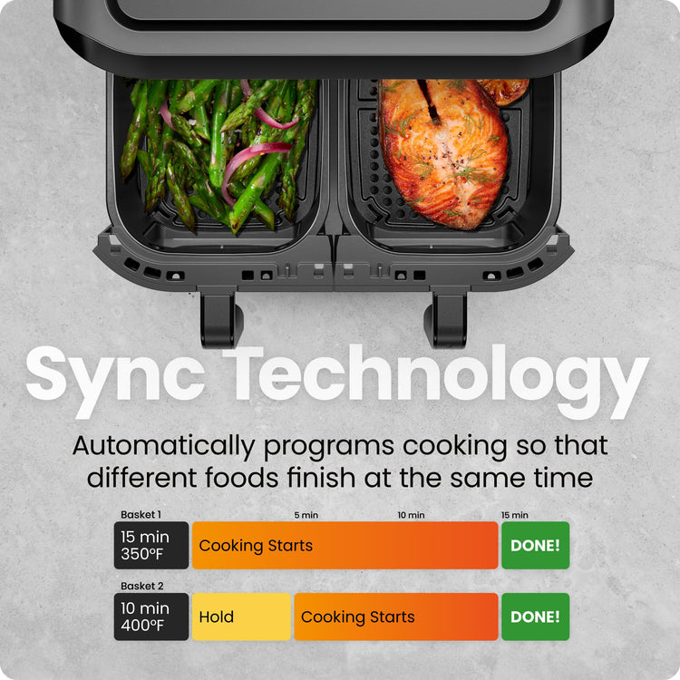 6 Quart Dual Basket Air Fryer Oven with Easy View Windows (2 Count)