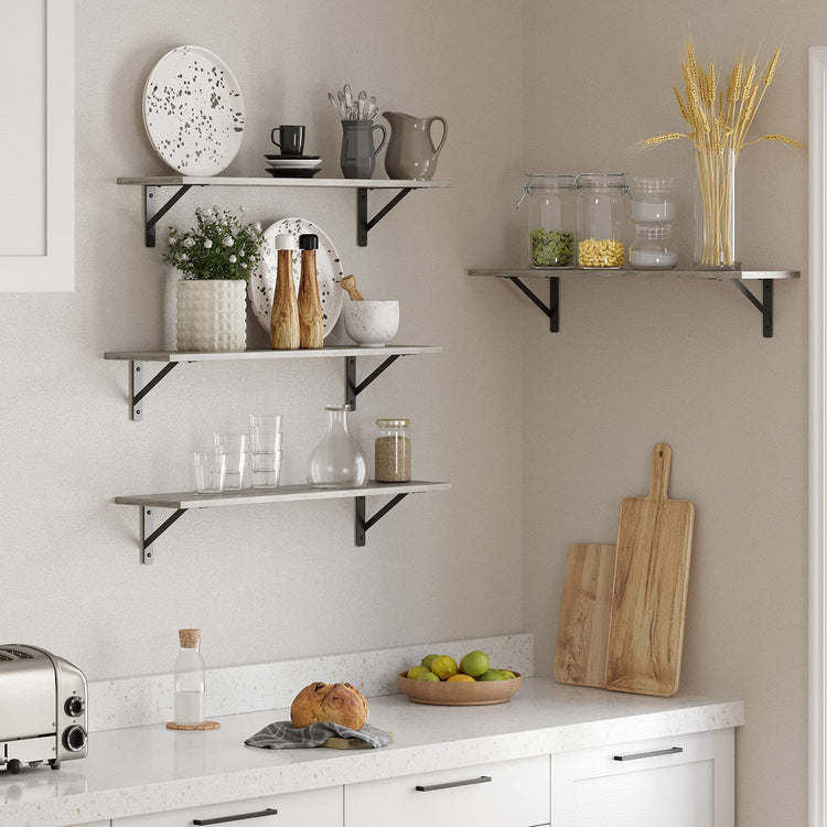 Wall Shelves 23.6" Long Floating Shelves with Metal Brackets (2 Count)