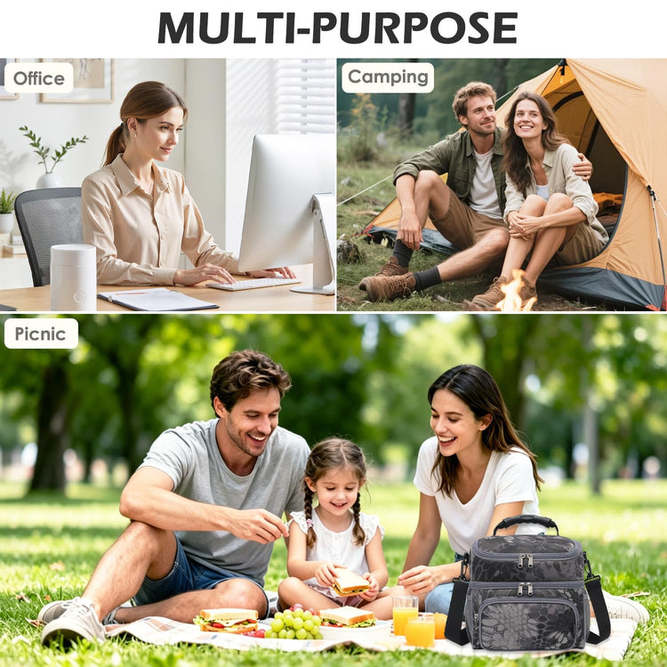 Double Layer Cooler Insulated Lunch Bag Adult Lunch Box Large Tote Bag for Men (2 Count)