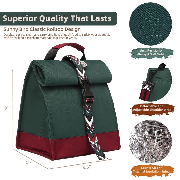 Insulated Lunch Bag Rolltop Lunch Box