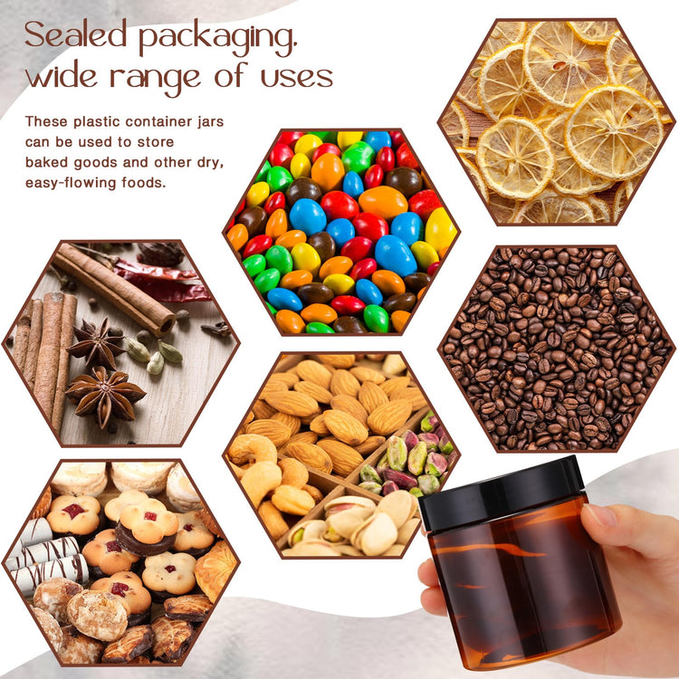 6 Pack 8 oz Plastic Jars Containers with Lids Wide (6 Count)