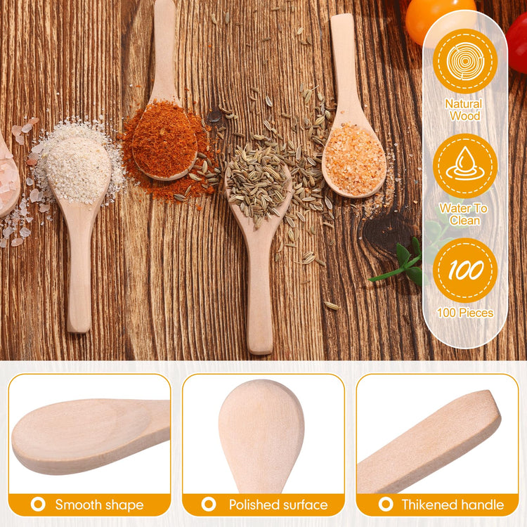 100 Pcs Small Wooden Spoons (100 Count)