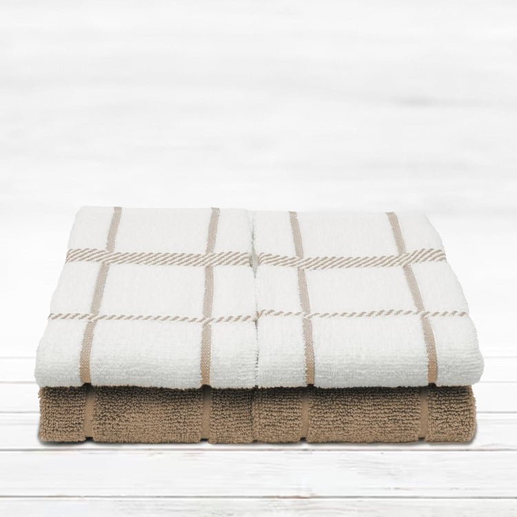 100% Cotton Terry Dish Towels, 4 pack16 x26 Inches, Super Soft and Absorbent Kitchen Towels, Perfect for Kitchen Cleaning and Dish Washing | Tan - Nestoria