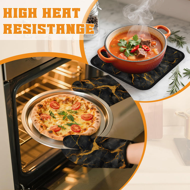 Marble Oven Mitts and Pot Holders Set (4 Count)