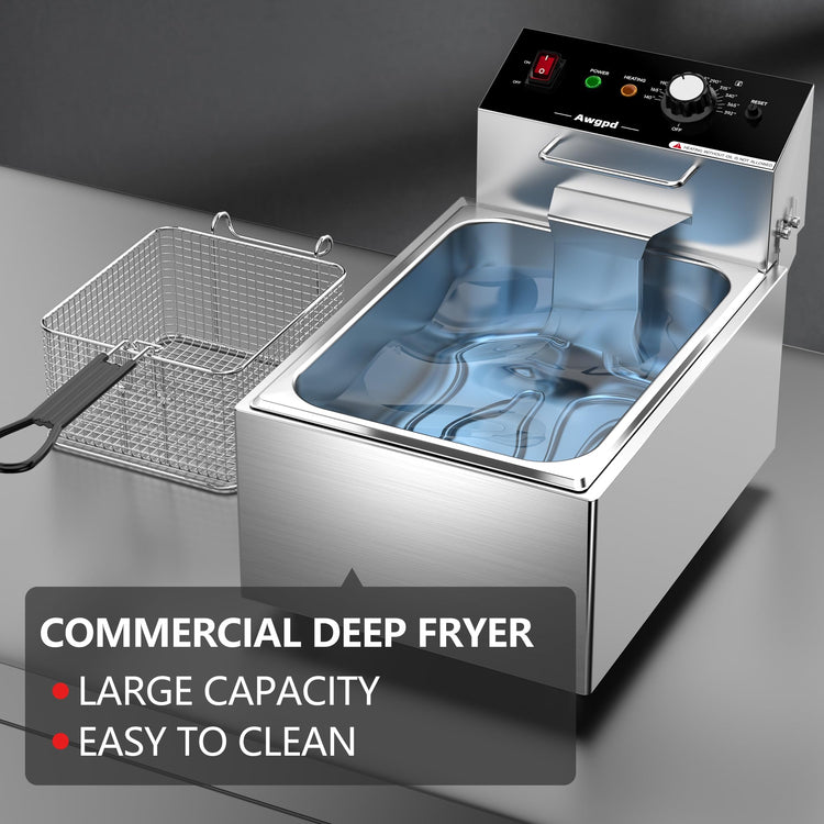 Electric Deep fryer Single Tank Deep Fryer with Basket Capacity 10L