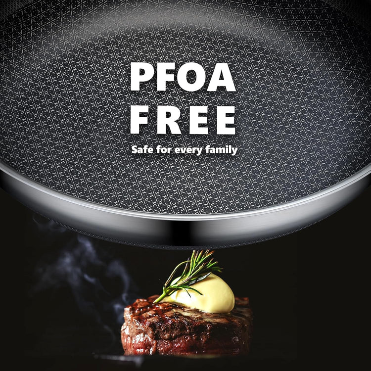 Non Stick Frying Pans Set, Hybrid Pans Set Nonstick (10 pcs),Pan for cooking, PFOA Free Kitchen set, Dishwasher and Oven-Safe Cookware Sets, Stainless Steel Skillets