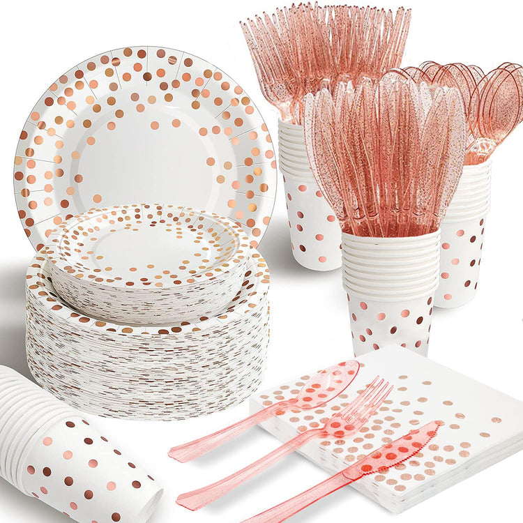 Rose Gold Paper Plates Set (50 Count)