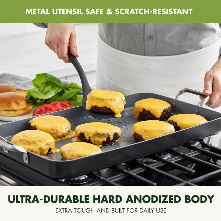 Valencia Pro 18" x 11" Ceramic Nonstick Double Burner Griddle Pan