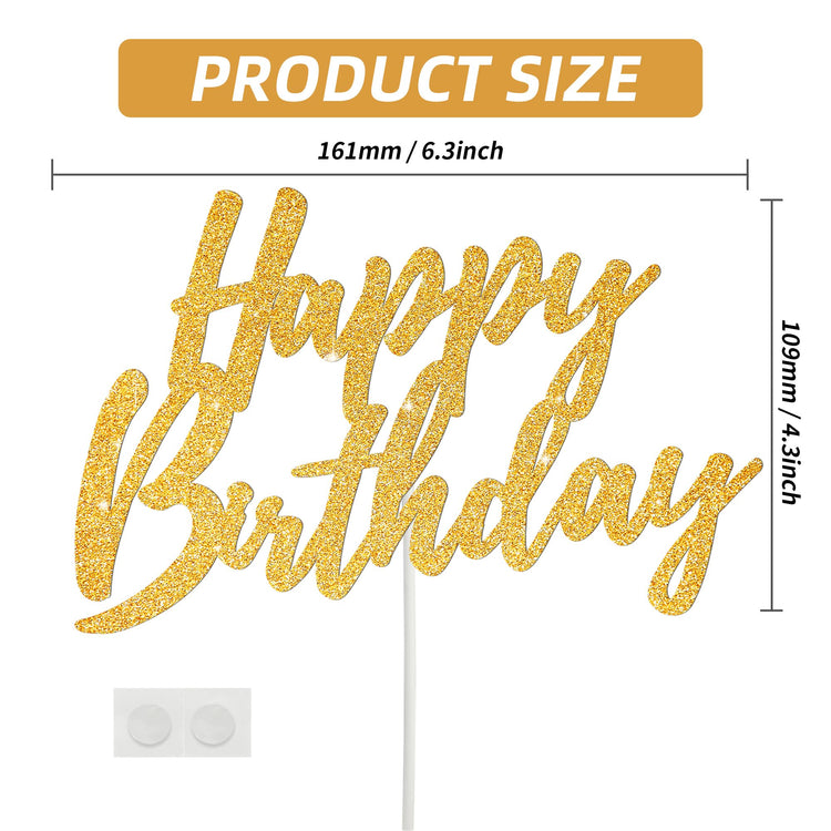 Happy Birthday Cake Toppers Gold Glitter Birthday Cake Decoration Cake Baking Supplies 18th 30th 40th Birthday Cake Toppers For Boys Girls Men Women Birthday Party Photo Booth Props