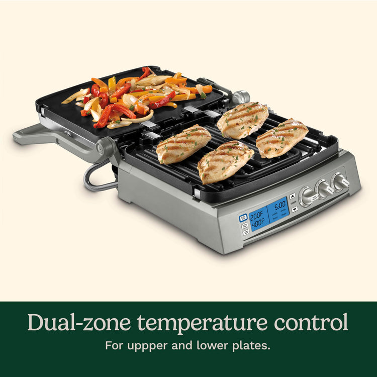 6-in-1 Elite Griddler, Electric Grill, Griddle & Top Melt, 500°F Temperature Sear Function, LCD Screen, Dishwasher-Safe Cooking Plates, GR-300WSP1, Stainless Steel
