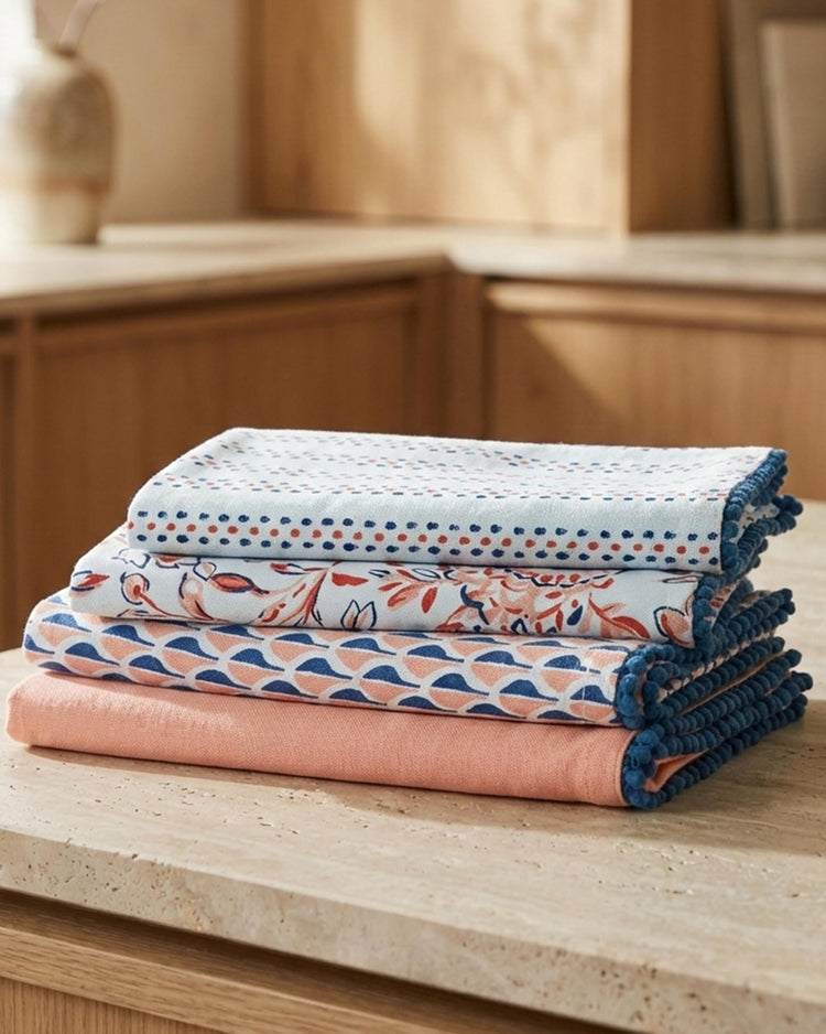 Printed Kitchen Dish Bar and Tea Towels Cotton (4 Count)
