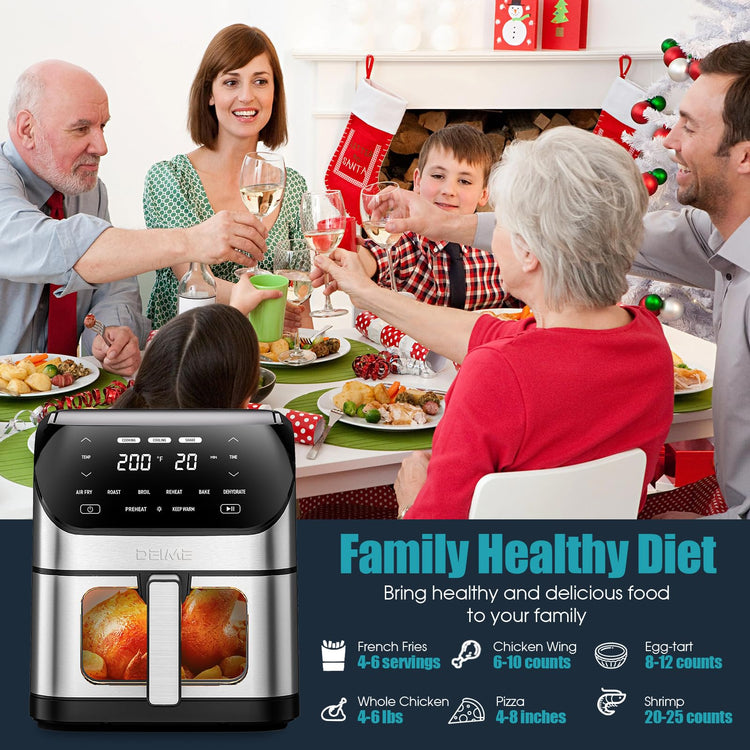 Air Fryer 6.2 QT Large Capacity Oilless Hot Air Fryers Oven 1500W Healthy Cooker with 10 Presets