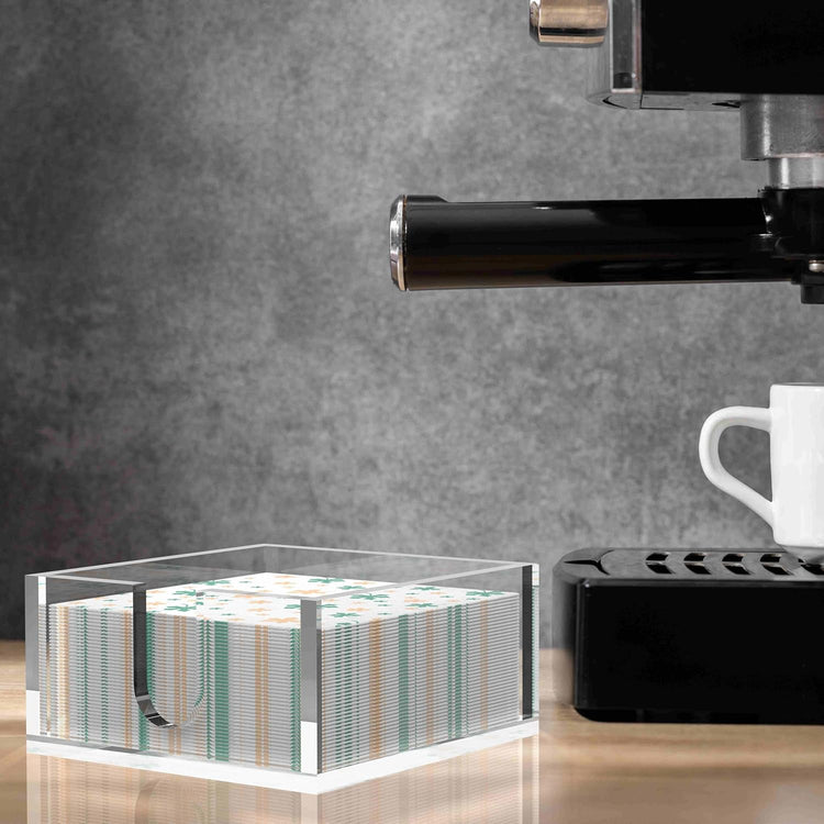 Rubtlamp 1Pcs Acrylic Cocktail Napkin Holder - 0.27Inch Thickness Bathroom Napkins Holder - Square Tissue Dispenser - Luncheon Napkins Holder for Table and Kitchen (Clear, 5.5”X5.5”X2.5”)
