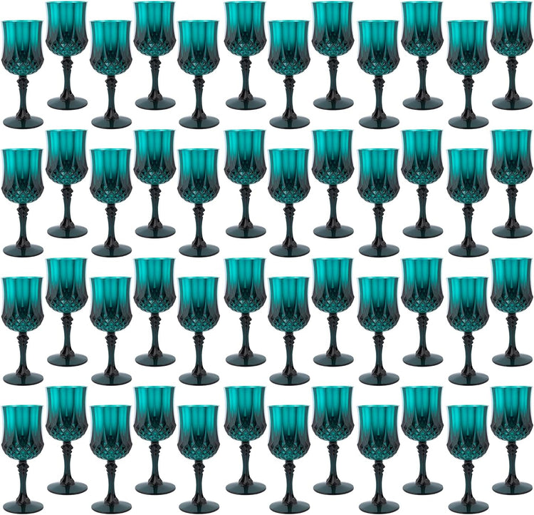 Plastic Wine Glasses,Plastic Goblets Vintage Style Cordial Drinking Glasses for Wedding Reception, Grand Event Party Supplies (48, Green)