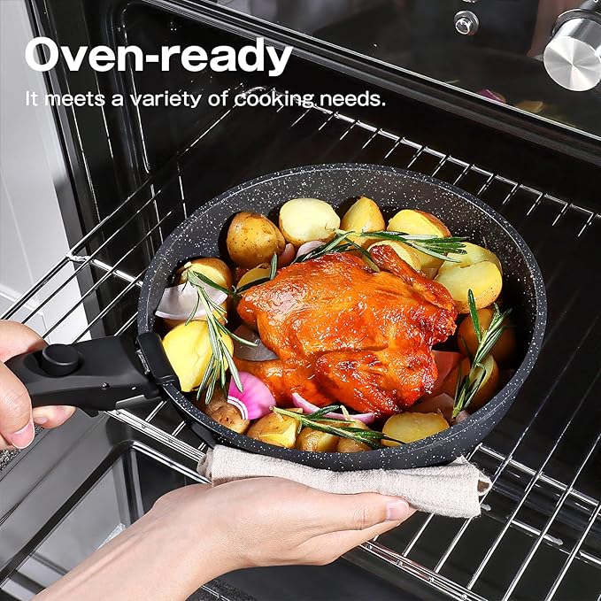GiPP Ceramic Pots and Pans Set Non Stick, Nonstick Detachable Handle Cookware Sets, Non Toxic Induction Kitchen Pot and Pan with Removable Handle, Healthy RV Cookware, Dishwasher &Oven Safe, 7 Piece