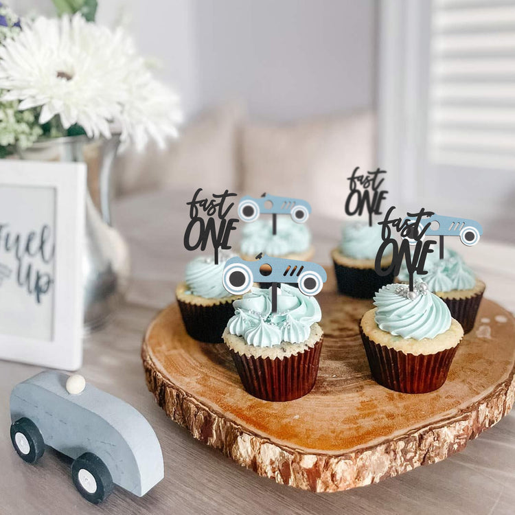 Wooden Race Car Cupcake Topper