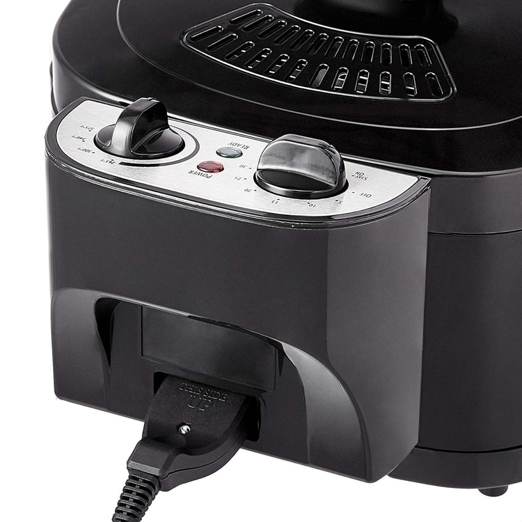 Amazon Basics 2.1-Qt (2.0L) Electric Deep Fryer with 8-Cup Oil Capacity, Timer, Adjustable Temperature, Easy Draining Basket, Viewing Window, 1500W, Black