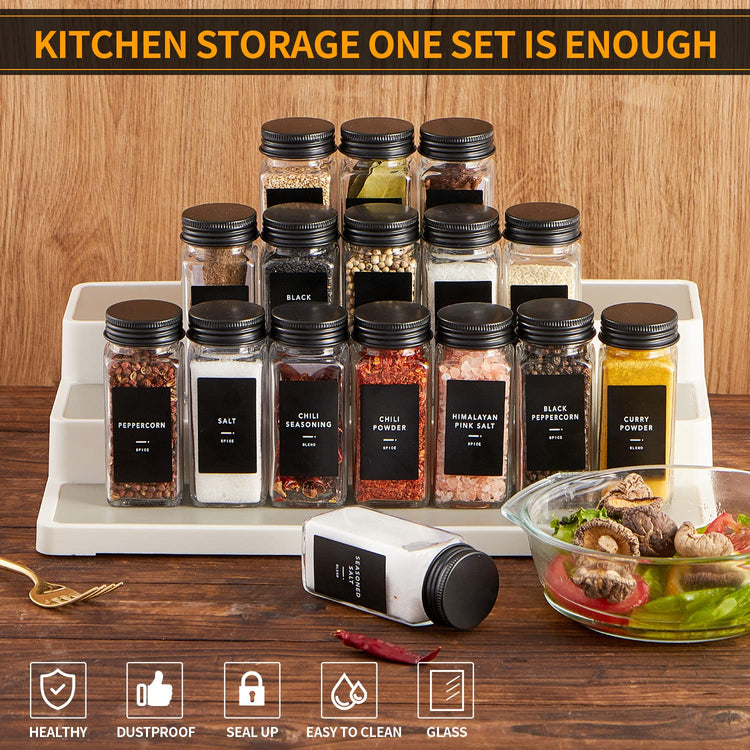 25 Glass Spice jars with label (25 Count)