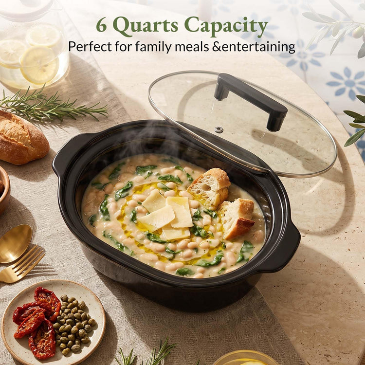 MAGNIFIQUE 6 Quart Programmable Slow Cooker Removable Healthy Nonstick Pot