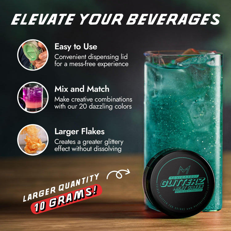 Mint Green Edible Glitter for Drinks & Cakes