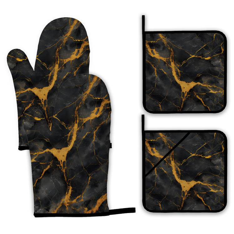 Marble Oven Mitts and Pot Holders Set (4 Count)