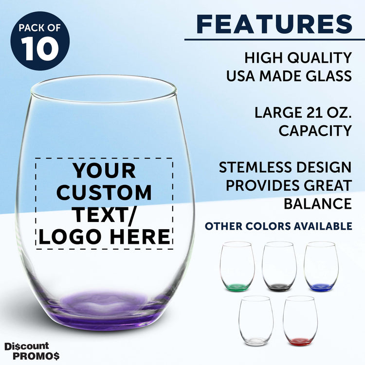 10 ARC Stemless Wine Glasses Set (10 Count)