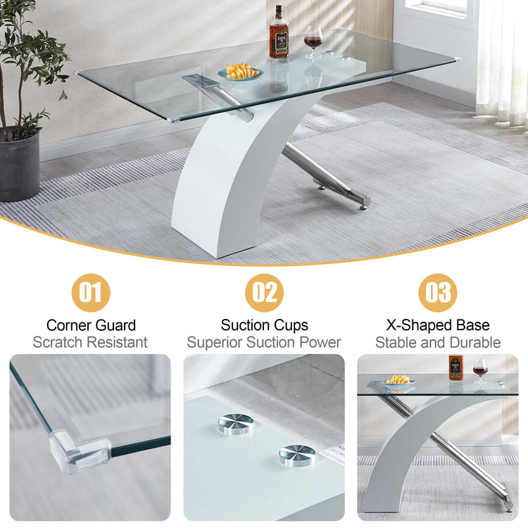 7 Piece Glass Dining Table Set for 6