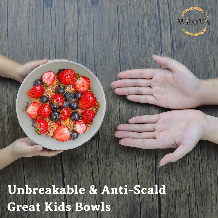 Wheat Straw Bowl Sets with Textured Pattern,6 PCS Unbreakable Cereal Bowl 36 OZ,Microwave and Dishwasher Safe Bowls,Soup Bowl Sets BPA Free for Salad (Beige
