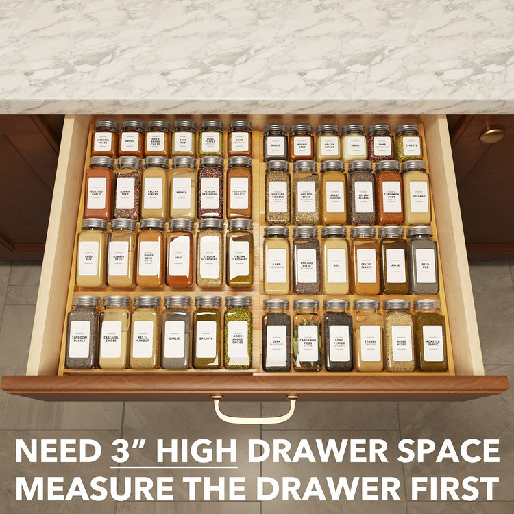 Bamboo Spice Drawer Organizer (48 Count)