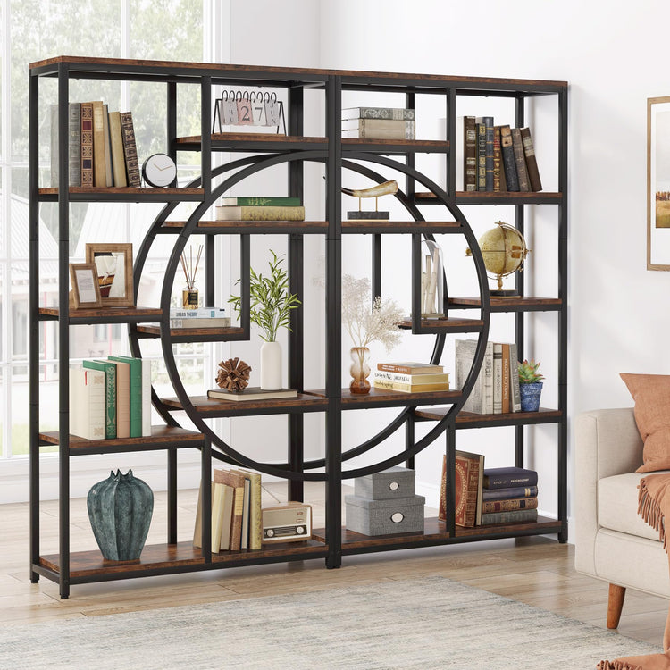 Bookshelf Industrial Etagere Bookcase (2 Count)