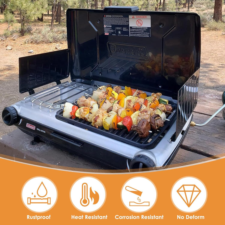 Grill Grates for Coleman 2-in-1 Camping Grill, Cooking Grid for Coleman 2 Burner Propane Stove, Fits Coleman Classic 2-Burner 2000020929 2000020925 2157480 2000038016 Propane Stove Replacement Parts