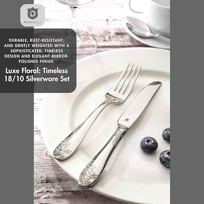 Modern Silverware Set, 18/10 Stainless Steel Flatware, Mirror Finish, Dishwasher Safe, Elegant Cutlery for Home and Dining, Built to Last (60-Piece, Imperial)