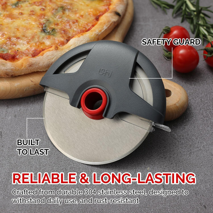 Pizza Cutter Wheel, UHIYEE 4.3" Large Pizza Slicer Wheel with Safety Blade Cover, Super Sharp Stainless Steel Pizza Wheel Slices Effortlessly, Easy Cleaning Pizza Cutters Dishwasher Safe, Gray