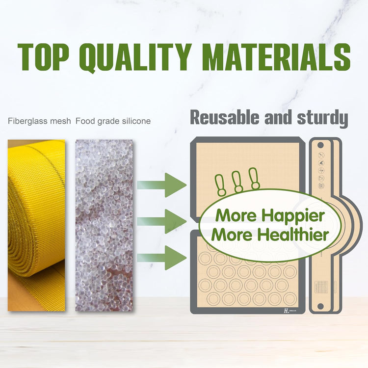 Silicone Baking Mat Cookie Sheet for Oven, Non-Stick Reusable Food Safe silicone mats for baking, Baking Sheet Liner, Oven Baking Sheet for Making Bread, Cookies,Macaron,Pizza(1+1 +2)