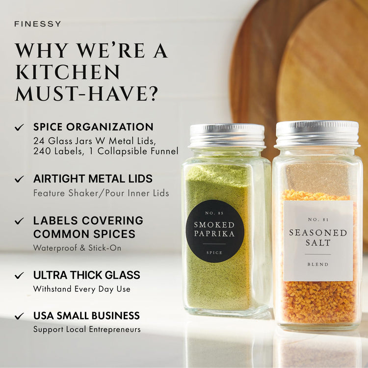 Thick Glass Spice Jars With Labels (24 Count)
