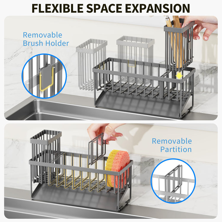 Sink Caddy Organzier with High Brush Holder