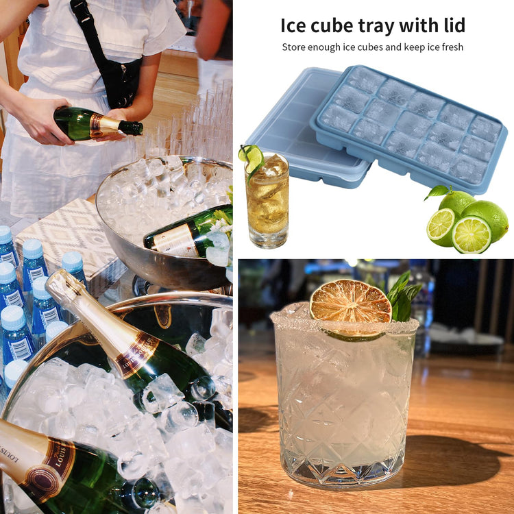 Silicone Ice Cube Trays with Removable Lid (3 Count)