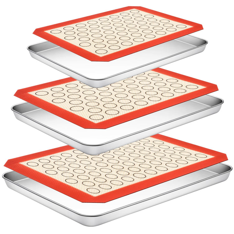 Baking Sheet with Silicone Baking Mat Set