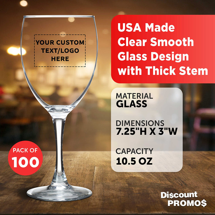 Custom Nuance Wine Glasses by ARC 10.5 oz. Set of 10 (100 Count)